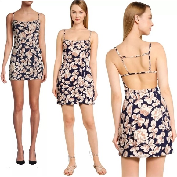 Free People‎ Floral Strappy Open Back Dress Sz M - Picture 1 of 8